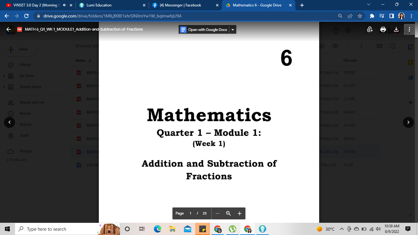 Mathematics 6: Quarter 1